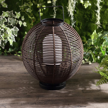Jigu 22" Outdoor Woven Globe Asian LED Lantern - JONATHAN Y